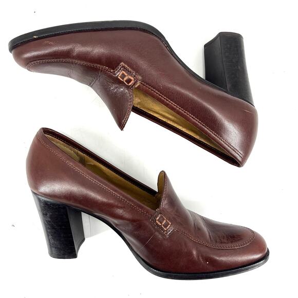 Unisa Women's Chestnut Brown Leather Almond Toe Heeled Pumps 8B - Picture 4 of 8